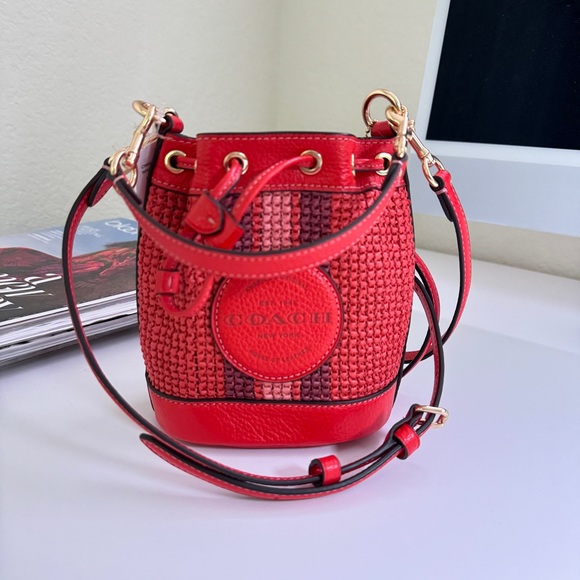 Coach Handbags - Coach C9955 Mini Dempsey Bucket Bag With Coach Patch In IM/Miami Red Multi